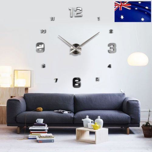 Modern 3d diy wall clock interior home office self adhesive unique gift ideas for sale