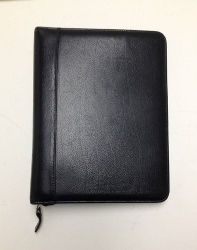 Franklin Covey Classic Leather Black Zip Around Planner w/ Pockets Pen Holder