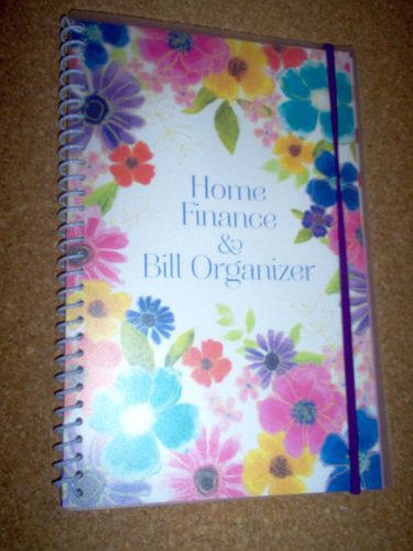 HOME FINANCE AND BILL ORGANIZER  SPIRAL NEW ,PURPLE FLOWER