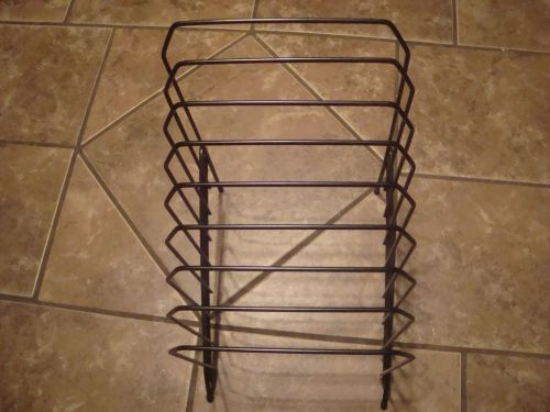 BLACK METAL WIRE SLOTTED FILE PAPER RACK HOLDER DESK STYLE VINTAGE