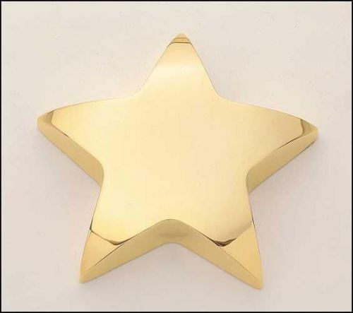 Gold plated engraved star paperweight recognition award - free engraving for sale