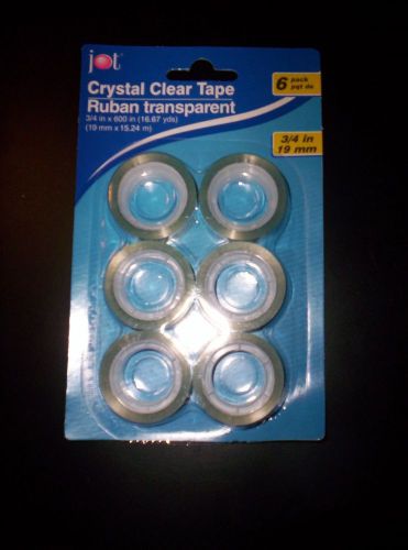 JOT 3/4&#034; Clear Tape.  6 Rolls 3/4&#034; x 600&#034;  6 rolls per pack.  Crystal Clear