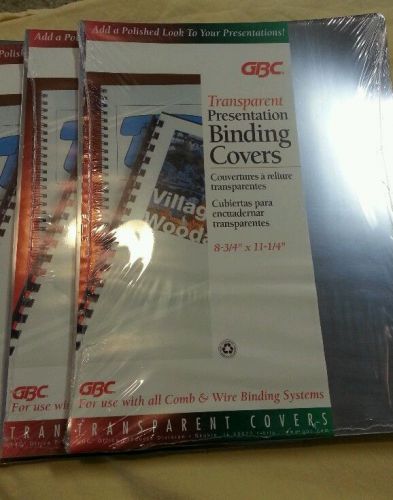 LOT OF 75 SHEETS GBC  TRANSPARENT BINDING PRESENTATION COVERS 11-1/4 X 8-3/4