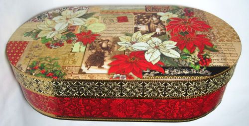 Punch Studio 16.5&#034; x 9.75&#034; x 4.5&#034; Christmas Poinsettia Design Box 50698 NNB