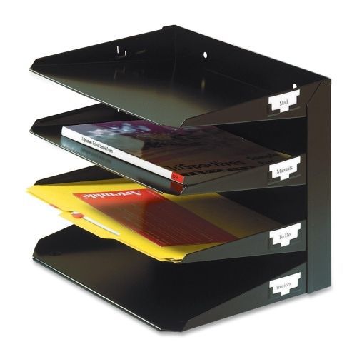 Steelmaster Multi-Tier Horizontal Letter Organizers, Four Tier, Steel, Black