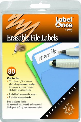NEW Jokari Label Once Erasable File Labels Starter Kit with 80 Labels, Eraser