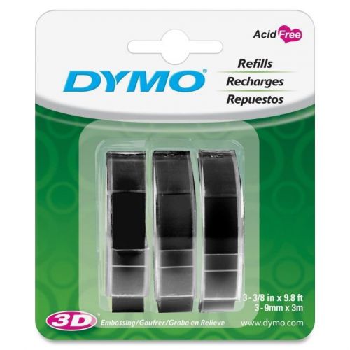 DYMO 1741670 3PK BLACK EMBOSSING TAPE 9MMX3M