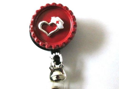 HEART AND NURSE CAP ID BADGE RETRACTABLE REEL HOLDER,MEDICAL, HOSPITAl,ER,