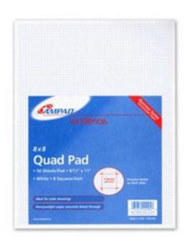 Ampad Quadrille Pad 8-1/2&#039;&#039; x 11&#039;&#039; White 8&#039;&#039; x 8&#039;&#039; 20lb Bond 50 Sheets