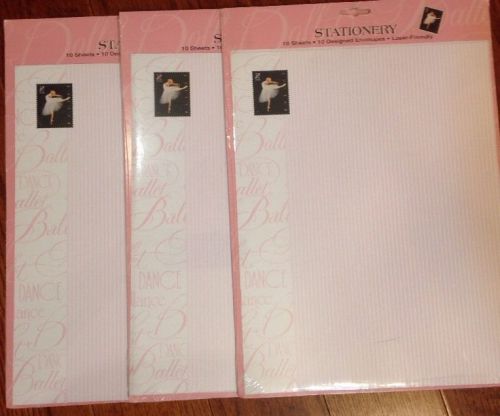 USPS HALLMARK PINK BALLET BALLERINA STATIONERY KIT PAPER 10 ENVELOPES FREE SHIP