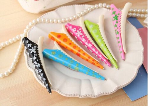 1pc random color hair clip shape ball point pen back to school kids office pen