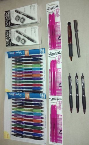 HUGE MIXED LOT (59) PENS &amp; MARKERS PAPER MATE SARASA UNI-BALL SHARPIE CANCER! +!