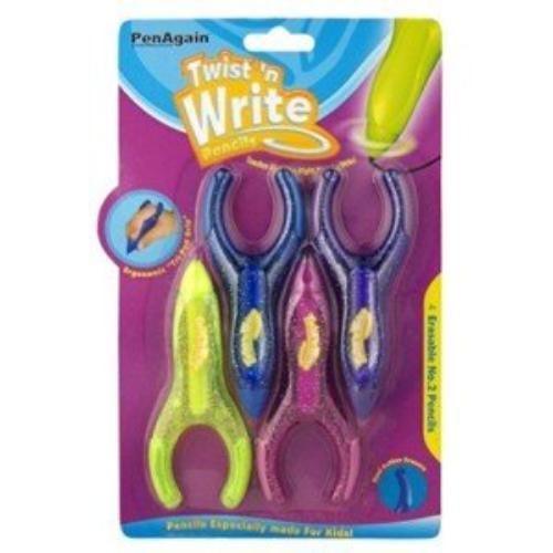 NEW TWIST N&#039; WRITE PENAGAIN CHILDRENS PENCILS, 4-Pack