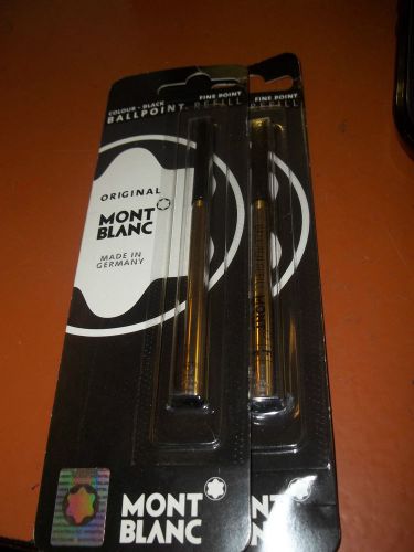 2 Genuine Montblanc Original  Ballpoint Refills, Black, Fine, (15151)