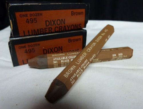 VINTAGE NOS DIXON LUMBER CRAYONS BROWN # 495 Paper Covered Two Dozen