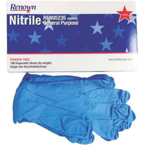 Glove Nitrile Med Pwd-Free Renown Gloves 880892 076335043340