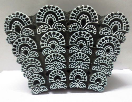 INDIAN WOODEN HAND CARVED TEXTILE PRINTING ON FABRIC BLOCK STAMP UNIQUE PAISLEY