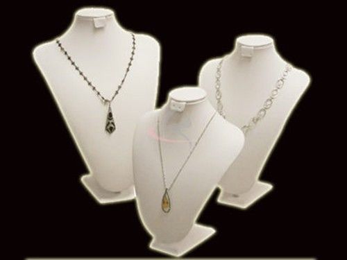 3 necklace stands white pu leather earrings jewelry display #jw-wh-a5+a4+a3 for sale