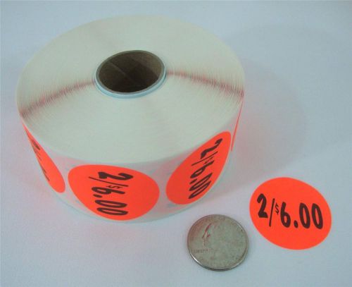 1000 self-adhesive 2/$6.00 labels 1 3/8&#034; stickers / tags retail store supplies for sale