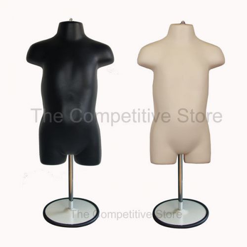 2 black and flesh toddler mannequin forms with metal base 18 mo - 4t clothing for sale
