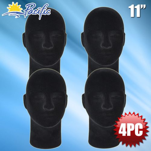 New male styrofoam foam black velvet mannequin head display wig hat glasses 4pc for sale