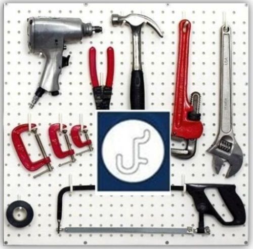 100 white &#034;j&#034;  peg hooks - lock to pegboard, tool storage, garage wall organizer for sale