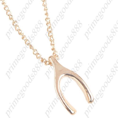 Stylish Golden Clavicle Chain Necklace Chic Pendant Girl Lady Woman Wish Bone