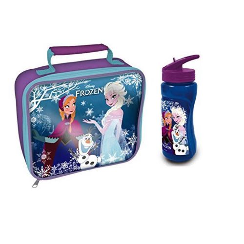 NEW DISNEY FROZEN ELSA, ANNA &amp; OLAF LUNCH BAG &amp; ARUBA BOTTLE SET