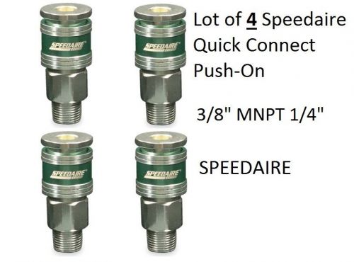 4 NEW SPEEDAIRE AIR COUPLER QUICK CONNECT ALUMINUM 3/8&#034; MNPT 1/4&#034; ISO 6150 GREEN