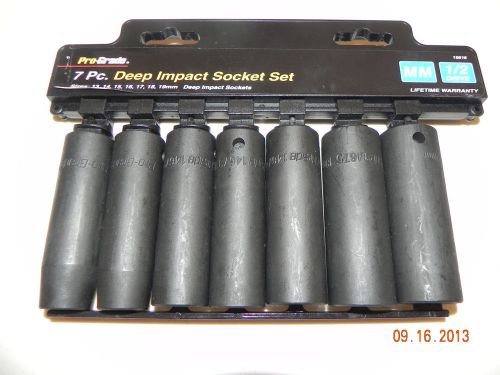 PRO-GRADE 7 PC. DEEP IMPACT SOCKET SET  1/2&#034; DRIVE  METRIC