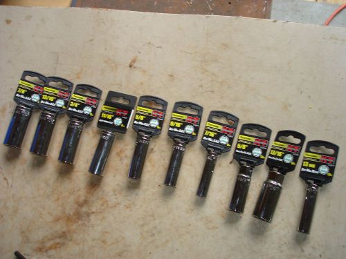 KT Industries &#034;Professional&#034; deep drive sockets 3/8&#034; Drive lot of 10 pcs.