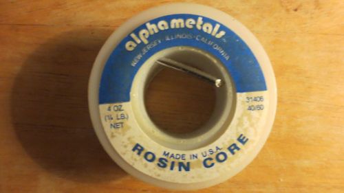 Alphametals Rosin Core 40/60 Wire Solder 4.0 oz. New