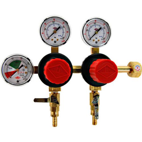 Separate Pressure Adjusting 2 Product CO2 Regulator- Polycarbonate Bonnet - Beer