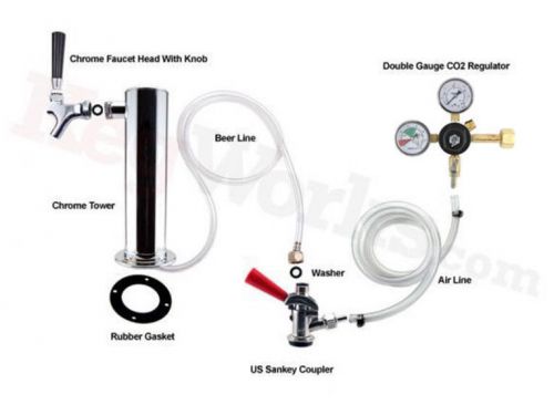 Single Tap Tower Refrigerator to Kegerator Conversion Kit - Draft Beer (NO TANK)