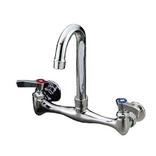 Top-Line Wall Mount Faucet w/ 8&#034; Centers and 3-1/2&#034; Swivel Gooseneck Spout