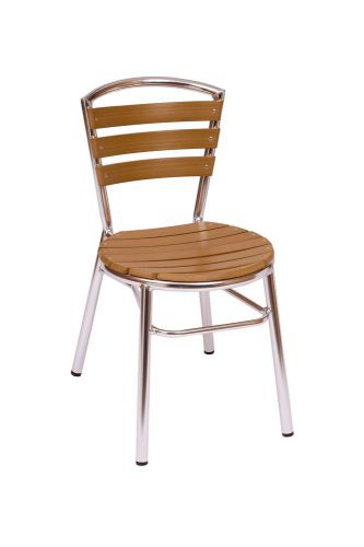 New Restaurant Outdoor Norden Aluminum Teak Armless Ladder Back Dining Chair