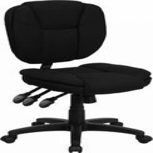 Flash Furniture GO-930F-BK-GG Mid-Back Black Fabric Multi-Functional Ergonomic T