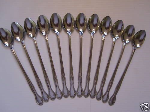 12 ELEGANCE ICED TEA SPOONS  18/0 S/S HEAVY WEIGHT FREE SHIPPING