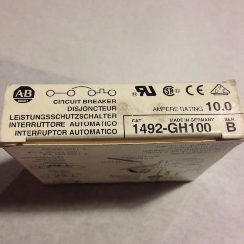 ALLEN BRADLEY 1492-GH100 SERIES B 10 AMP ONE POLE CIRCUIT BREAKER