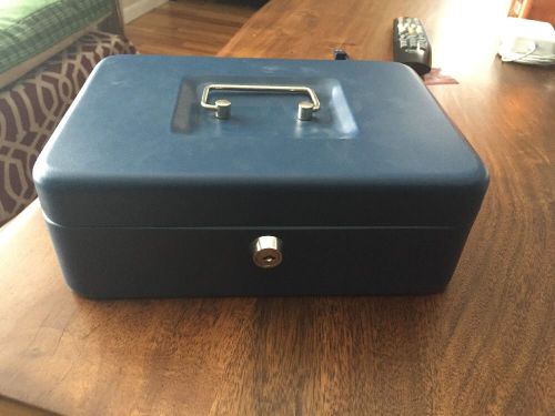 Blue 8&#034; X 10&#034; Key Lock Cash Box With Coun Tray