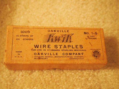 Advertising - sturdy box iwth writing &#034;oakville - kwik - wire staples&#034; for sale