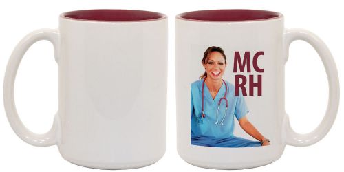 Sale! 15 oz ceramic sublimation mugs - two-tone - maroon - 36/case (21513) for sale