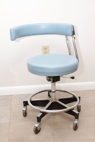 Dentsply 6465 Light Blue Dental Assisting Stool w/ Adjustable Height &amp; 5 Casters