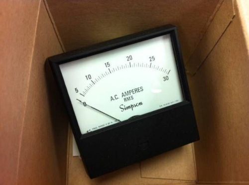 *NEW* SIMPSON PANEL METER AC AMPERES RMS 0-30 NOS Model 2153 Range 30AAC S36593