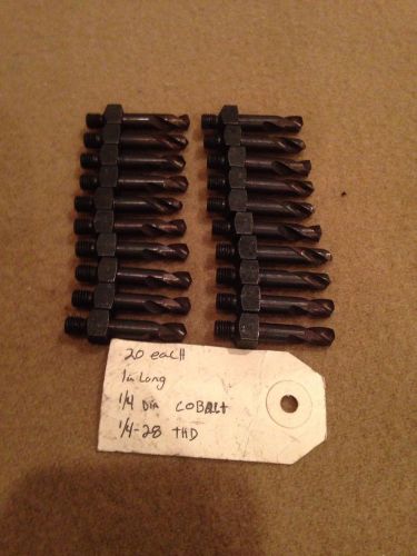 1/4&#034; Threaded Drill Bits,  Qty. 20, 1&#034; Long , 1/4-28 Thread