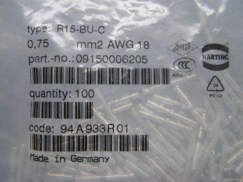 HARTING R15-BU-C 0,75 mm2 AWG 18 FEMALE CRIMP CONTACT 09150006205