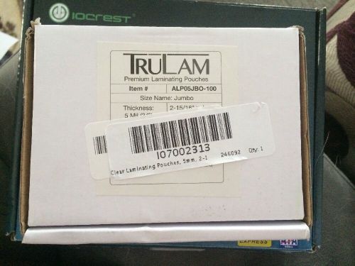 TRULAM 5 MIL JUMBO 2-15/16&#034; X 4-1/8&#034; LAMINATING POUCHES  100 POUCHES