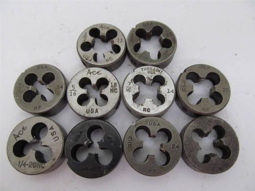 VINTAGE TAP &amp; DIE 10 DIES 3/8-24 3/-16 1/-20 1/4-28 5/16-18 5/16-24 7/16-14 1/2