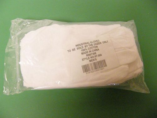 Industrial 100% Cotton Gloves Style No. 97-500 Men’s – Pack of One Dozen