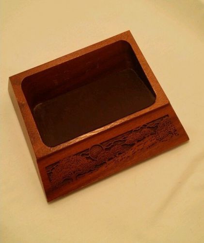 *VINTAGE* LASERCRAFT Laser Engraved Wood Business Card Holder~WILLOW TREE FIELD